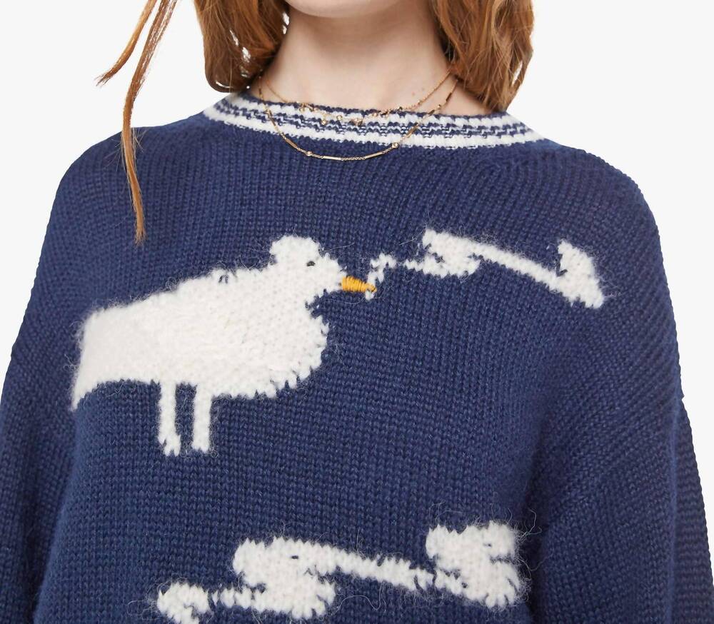 NEW MOTHER stoned birds jumper top in blue multi - Picture 5 of 5